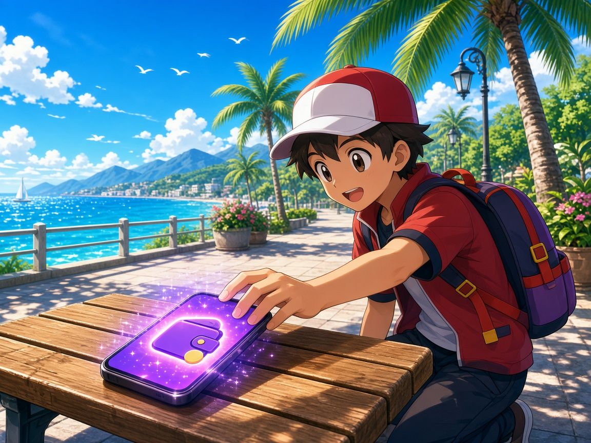 A trainer reaching for a glowing wallet app